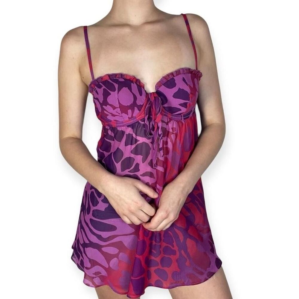 Pink and purple animal print babydoll slip dress🎀